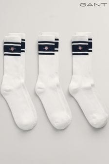 GANT White Shield Logo Sport Socks 3-Pack (N56230) | AED139