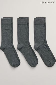 Темно-серый меланж - Набор из 3 пар черных хлопковых носков Gant (N56235) | €27