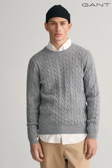 灰色混色 - GANT棉質麻花針織圓領套衫 (N56237) | NT$5,830