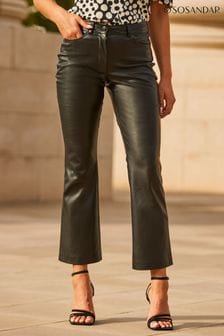 Sosandar Black PU Kickflare Cropped Trousers (N56311) | $94
