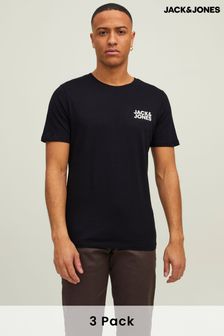 JACK & JONES Black Multipack Logo T-Shirts 3 Pack (N56315) | 223 SAR