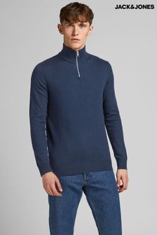 Modra - Jack & Jones pleten pulover s 1/4 zadrgo (N56317) | €20