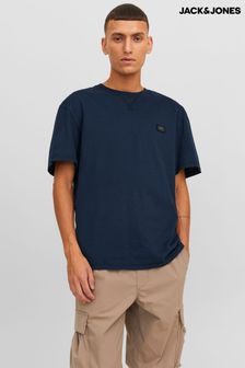 כחול  - Jack & Jones חולצת טי עם לוגו תג (N56322) | ‏75 ‏₪