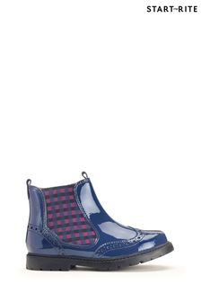 Start Rite Blue Chelsea Zip Up Patent Leather Boots