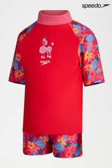 Set cu bluză cu protecție solară și Mânecă scurtă digitală pentru fete Speedo Roz (N56394) | 191 LEI