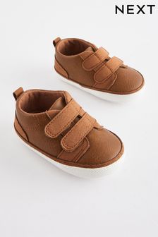 Tan Brown Baby Two Strap Pram Shoes (0-24mths) (N56399) | EGP213