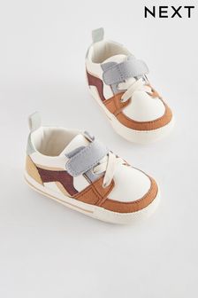鐵鏽棕色/礦物藍色 - 黏扣式彈力蕾絲嬰兒款運動鞋 (0-24個月) (N56405) | NT$330 - NT$380