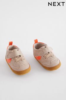 Neutral/Orange Touch Fastening Chevron Baby Trainers (0-24mths) (N56407) | SGD 14 - SGD 16