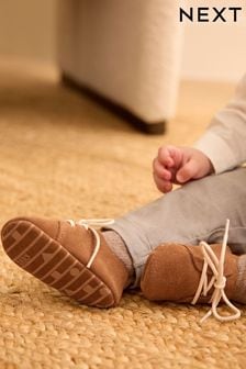 Tan Brown Suede Baby Lace-Up Shoes (0-24mths) (N56409) | €18