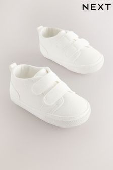 White Two Strap Baby Pram Shoes (0-24mths) (N56413) | AED34