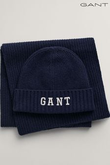 Морський блакитний - Gant Подарунковий набір шарфа з меланжевим шапкою (N56461) | 5 722 ₴