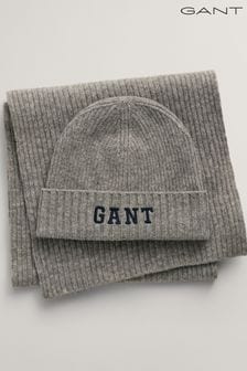 Szary melanżowy - Gant Melange Beanie Scarf Gift Set (N56462) | 315 zł