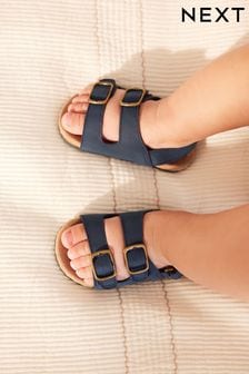 Navy Blue Baby Double Touch Fastening Strap Corkbed Sandals (0-24mths) (N56628) | 49 QAR