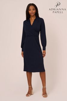 Adrianna Papell Blue Long Sleeve Wrap Dress (N56630) | 631 ر.س