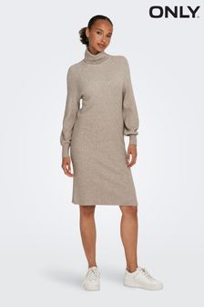 ONLY Cream Knitted Roll Neck Jumper Dress (N56747) | LEI 227