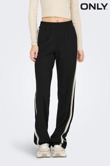 ONLY Black High Waisted Wide Leg Side Stripe Detail Trousers (N56769) | $83