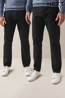 Black Slim Stretch Chino Trousers 2 Pack (N56828) | KRW81,500