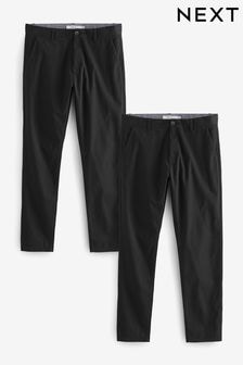 Black Slim Stretch Chino Trousers 2 Pack (N56828) | $71