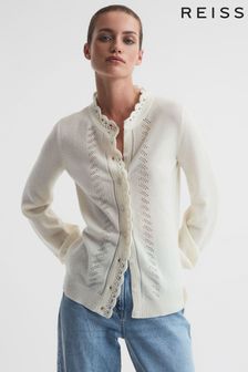 Madeleine Thompson Cream Madeleine Thompson Wool-Cashmere Lattice Cardigan (N57000) | 2,410 SAR