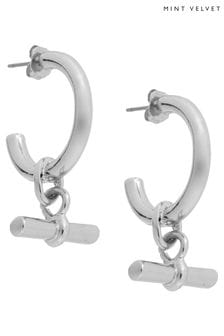 Mint Velvet Silver Tone T-Bar Earrings (N57033) | €33