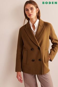 Boden Brown Wool Blend Pea Coat (N57135) | ₪ 955