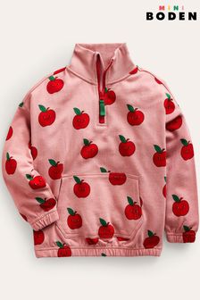 Boden Pink Printed Half Zip Apple Sweatshirt (N57201) | KRW44,300 - KRW52,600