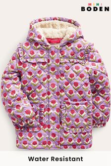 Boden Purple Scallop Quilted Anorak Coat (N57205) | $135 - $151
