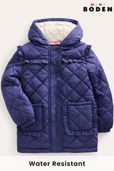 Boden Blue Scallop Quilted Anorak Coat (N57206) | $81 - $91