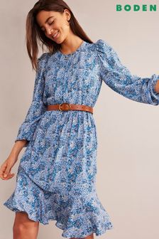 Blau - Boden Plissiertes Kleid mit Schösschensaum (N57229) | 72 €