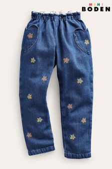 Boden Blue Embroidered Pull-on Trousers (N57278) | $53 - $61
