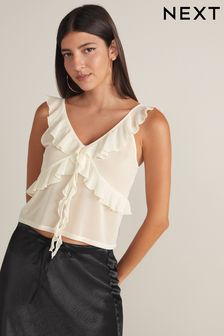 Ecru Mesh Ruffle Cami (N57289) | €36