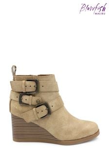 Blowfish Malibu Womens Cream Pomela Wedge Buckle Ankle Boots (N57340) | kr844