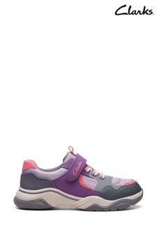 Clarks Purple Combi Feather Jump Kids Trainers (N57365) | €33 - €35