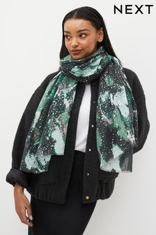 Watercolour Green Foil Lightweight Scarf (N57443) | OMR6