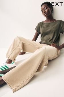 חאקי פסים - חולצת טי עם פסים טונאליים ושרוול קצר (N57453) | ‏50 ‏₪