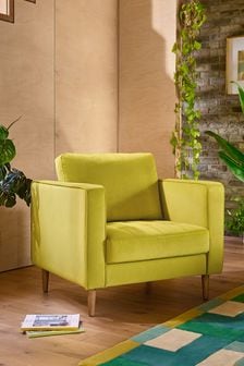 Soft Velvet Chartreuse Yellow Houghton Slim Arm Chair (N57562) | €490