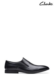 Clarks Black Leather Boswyn Slip Shoes (N57587) | €109