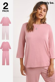 Simply Be Pink Floral Pretty Secrets Value Pyjama Sets 2 Pack (N57605) | AED155