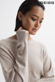 Reiss Stone Andi Oversized Wool Blend Crew Neck Jumper (N57620) | AED706