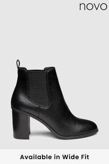 Novo Black Wide Fit Kristeenie Block Heel Chelsea Boots (N57640) | 188 QAR