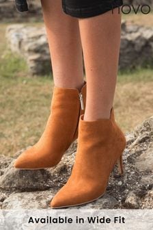 Light  Brown - Novo Dekota Mid Heel Point Ruched Ankle Boots (N57658) | kr710
