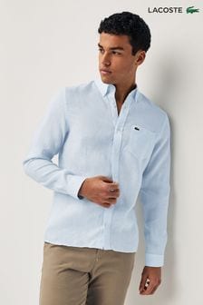 أزرق فاتح - Lacoste Mens Long Sleeve Linen Shirt (N57690) | 693 د.إ