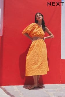 Orange One Shoulder Summer Dress (N57702) | $64