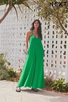 Zielony - 100% Cotton Knot Summer Maxi Dress (N57713) | 190 zł
