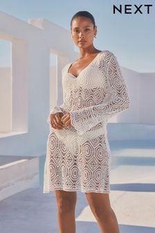 White Crochet Beach Cover-Up (N57714) | CA$90