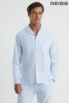 Reiss Blue/White Westley Striped Cotton Button-Through Pyjama Shirt (N57729) | 573 QAR