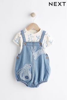 Denim Blue Dungarees And Bodysuit Baby Set (0mths-2yrs) (N57730) | EGP547 - EGP608
