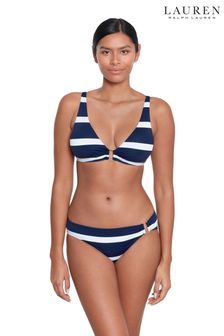 Lauren Ralph Lauren Blue Mariner Stripe Ring Front Bikini Bottoms (N57757) | OMR41
