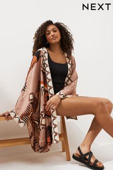 Pink Aztec Longline Kimono Cover-Up (N57780) | CA$75