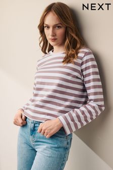 Lilac Purple Long Sleeve Heavyweight Shorter Length T-Shirt (N57796) | €22